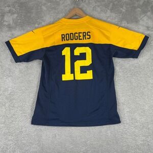 Nike Aaron Rodgers Green Bay Packers Throwback Jersey Youth Large 12 Navy NFL